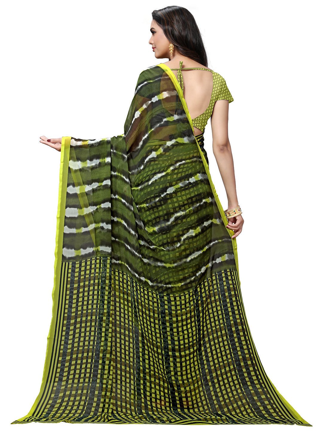 Women's Green Georgette Printed Saree
