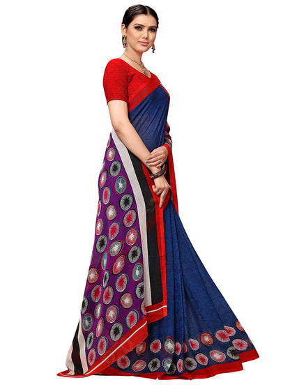 Women's Dark Blue Georgette Printed Saree