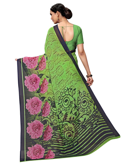 Women's Green Georgette Printed Saree