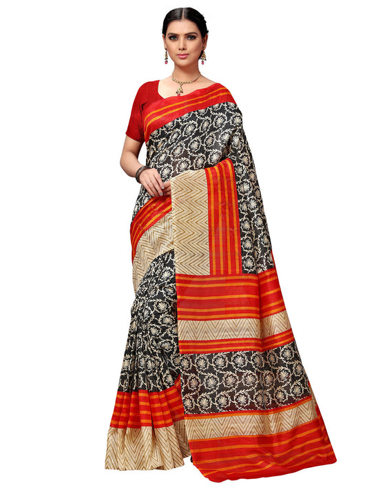 Women's Multicolor Tussar Silk Printed Saree