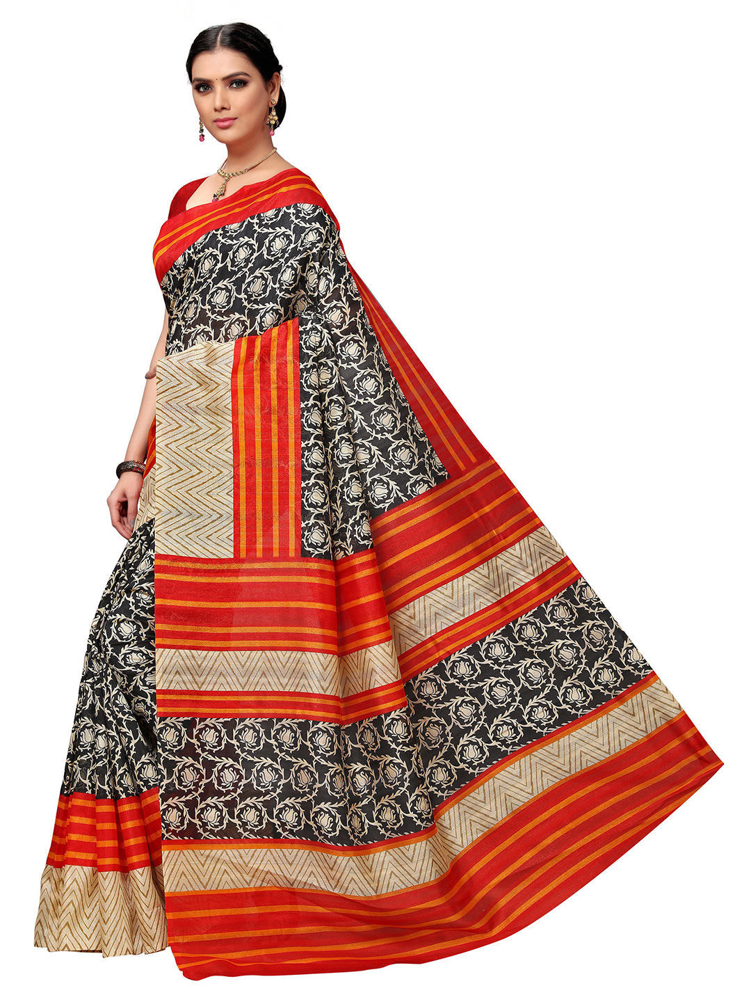 Women's Multicolor Tussar Silk Printed Saree
