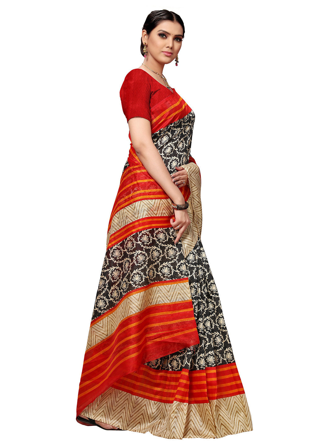 Women's Multicolor Tussar Silk Printed Saree