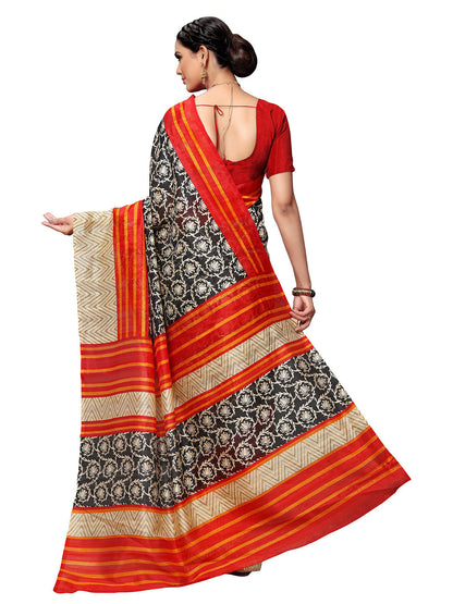 Women's Multicolor Tussar Silk Printed Saree