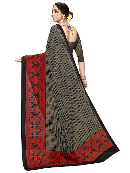 Women's Red Georgette Printed Saree
