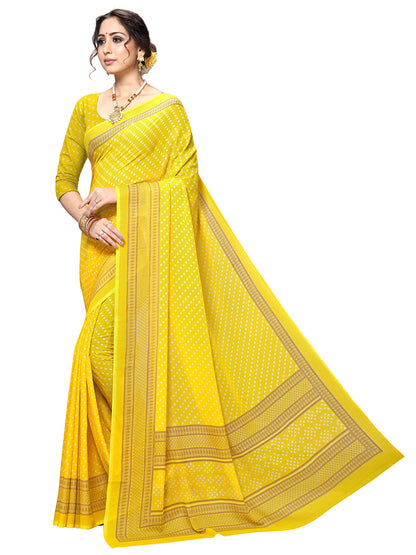 Women's Yellow Georgette Printed Saree