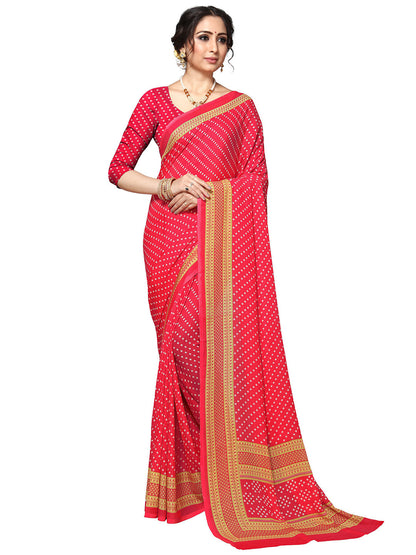 Women's Red Georgette Printed Saree