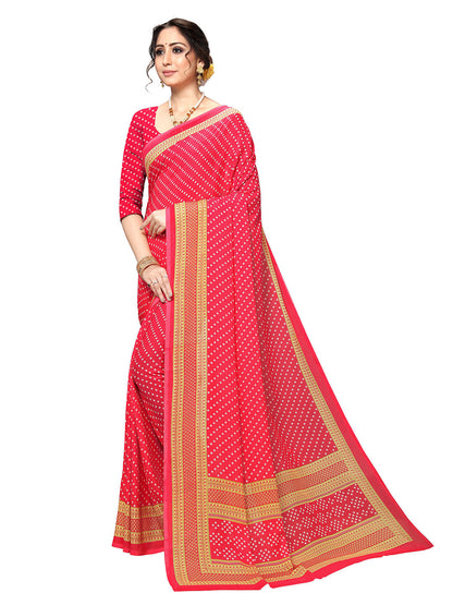 Women's Red Georgette Printed Saree