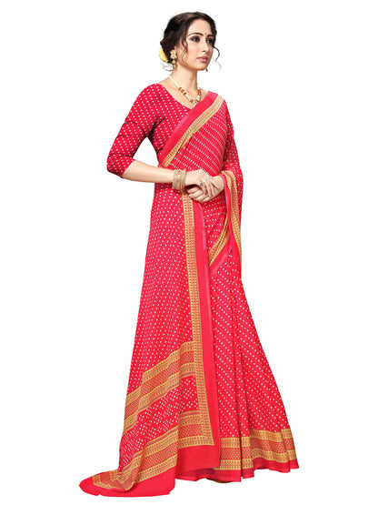 Women's Red Georgette Printed Saree