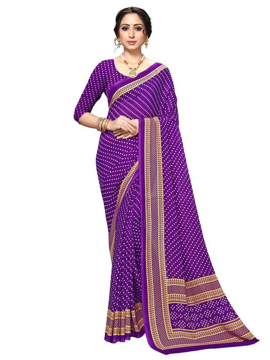 Women's Purple Georgette Printed Saree