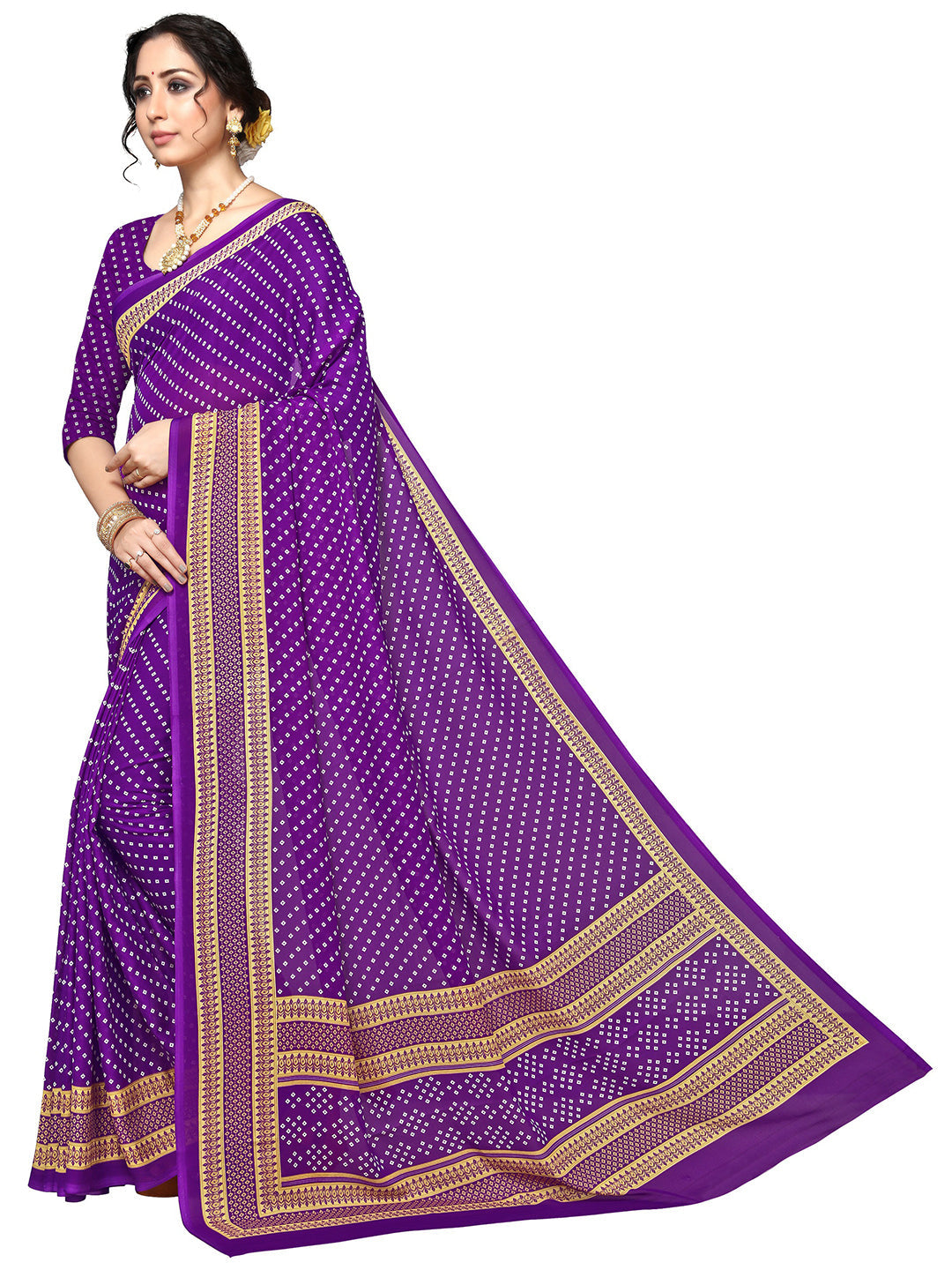 Women's Purple Georgette Printed Saree