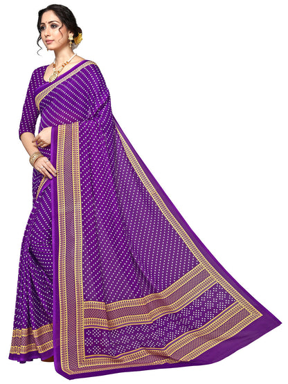Women's Purple Georgette Printed Saree
