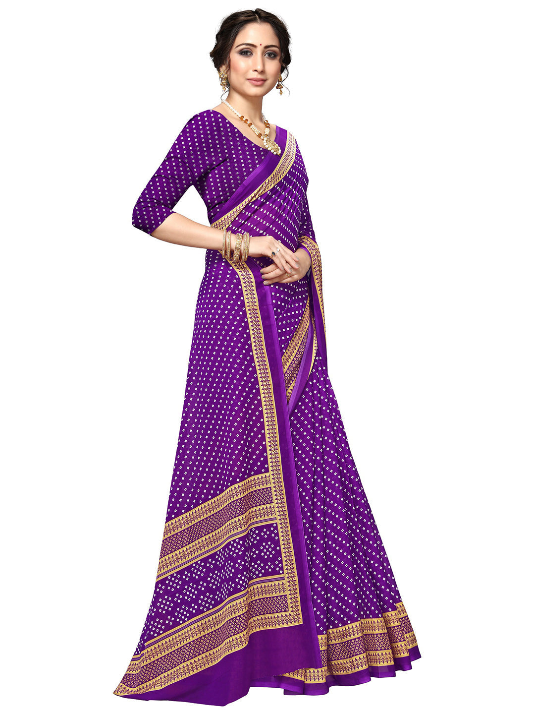 Women's Purple Georgette Printed Saree
