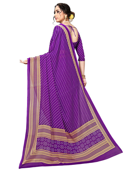 Women's Purple Georgette Printed Saree