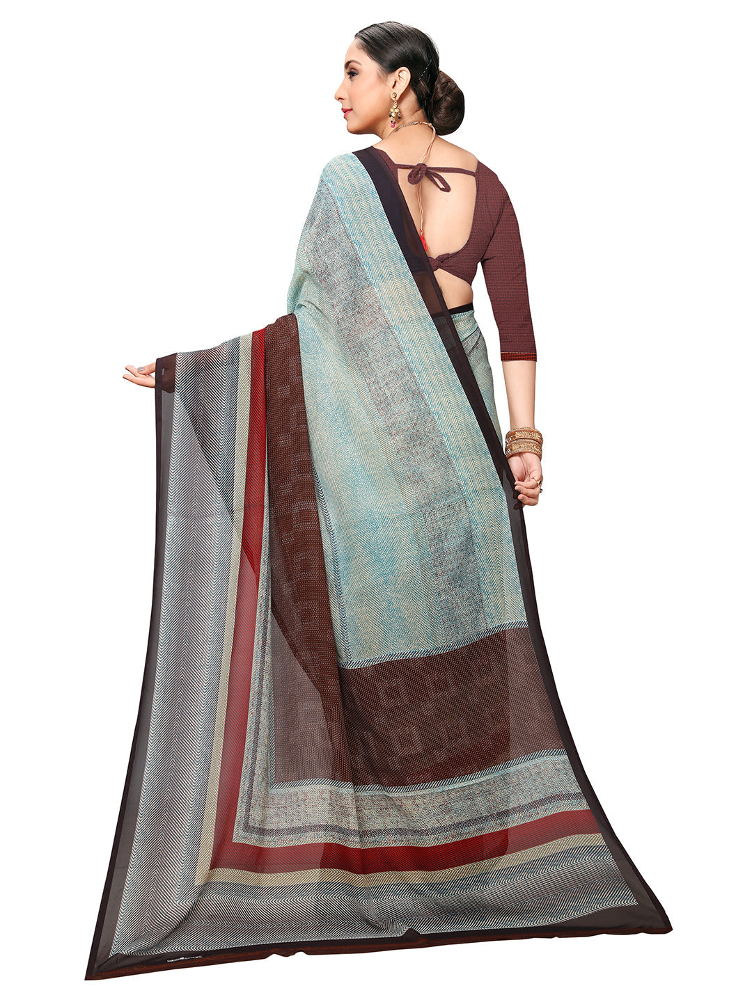 Women's Grey Georgette Printed Saree