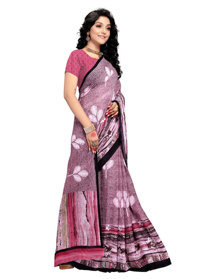 Women's Pink Georgette Printed Saree
