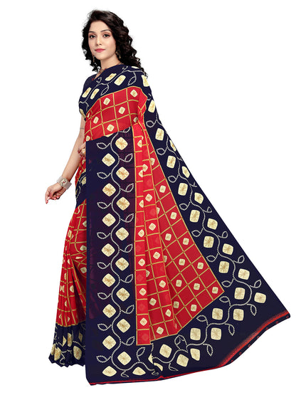 Women's Red Georgette Printed Saree