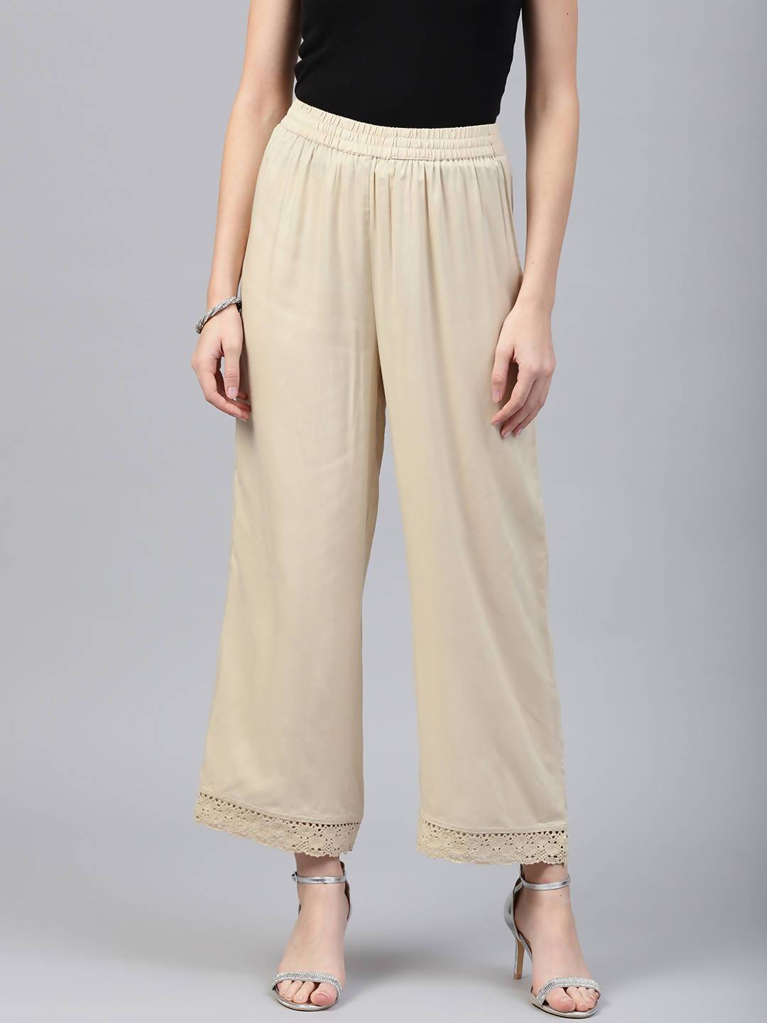 Buy_Women's_Beige_Rayon_Embellished_Wide-Leg_Palazzo_Online_Trendia