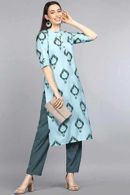 Women's Poly Crepe Printed Kurta Palazzo Set