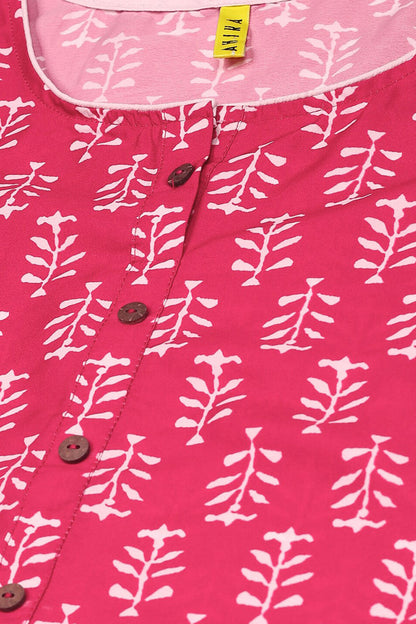 Women's Pink Printed Layered Kurti With Palazzos
