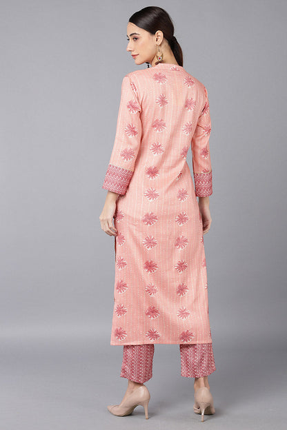 Women's Cotton Blend Printed Kurta With Pants