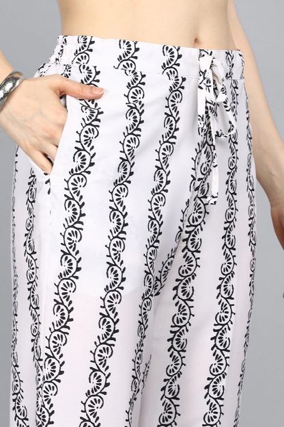 Women's Poly Crepe Printed Kurta Pant Dupatta Set