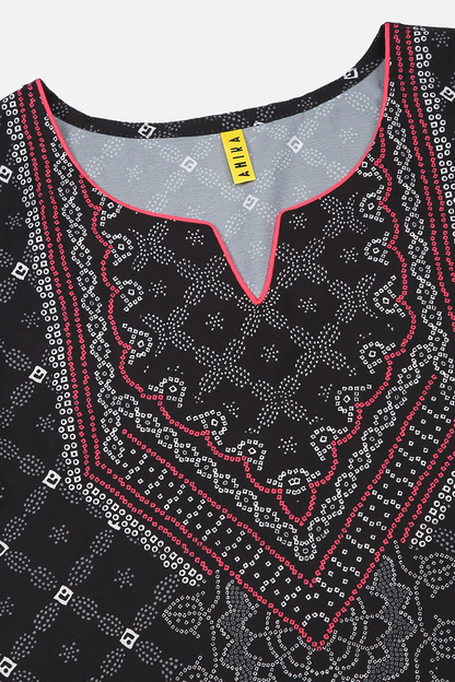 Women's Black Ethnic Motifs Printed Regular Kurta With Palazzos Dupatta