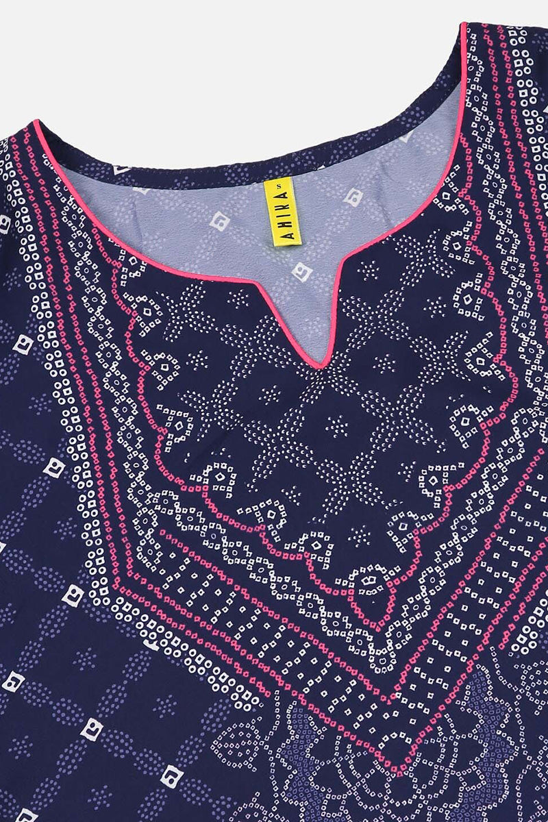 Women's Navy Blue Ethnic Motifs Printed Regular Kurta With Palazzos With Dupatta