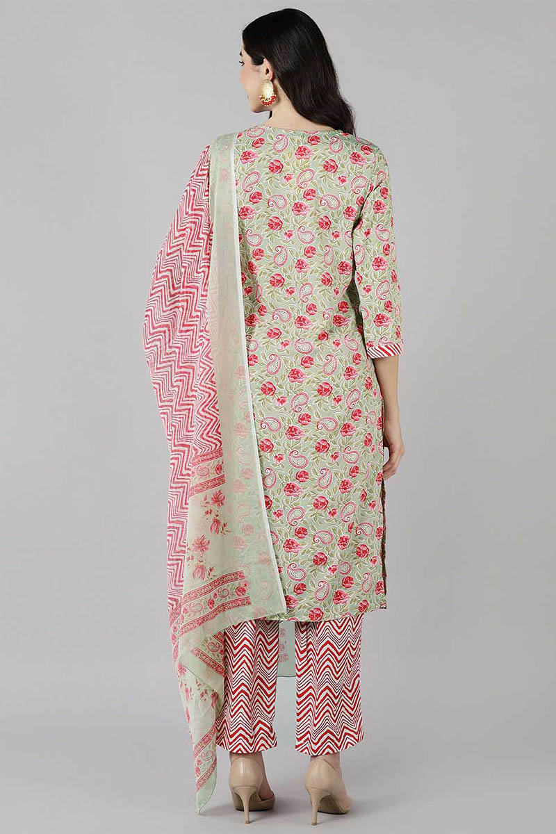Women's Poly Crepe Printed Kurta Pants Dupatta Set
