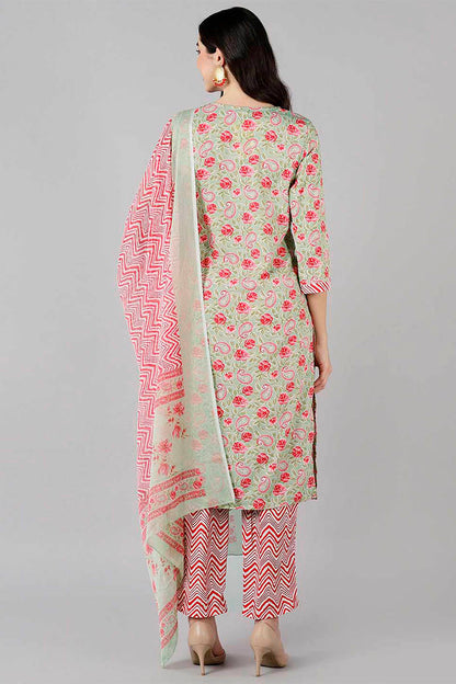 Women's Poly Crepe Printed Kurta Pants Dupatta Set