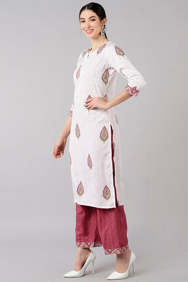 Women's Poly Crepe Printed Kurta Palazzos Dupatta Set