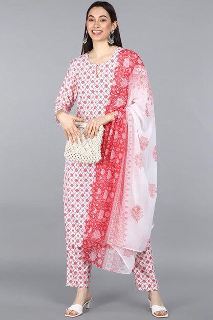 Women's Poly Crepe Printed Kurta Pant Dupatta Set
