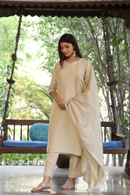 Women's Poly Silk Printed Kurta Pant Dupatta Set