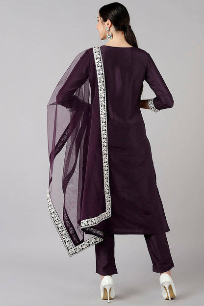 Women's Poly Silk Printed Kurta Pants Dupatta Set