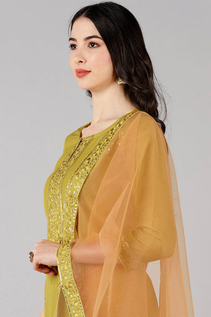 Women's Poly Silk Printed Kurta Pants Dupatta Set