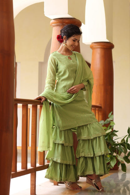 Women's Poly Chanderi Printed Kurta Pants Dupatta Set