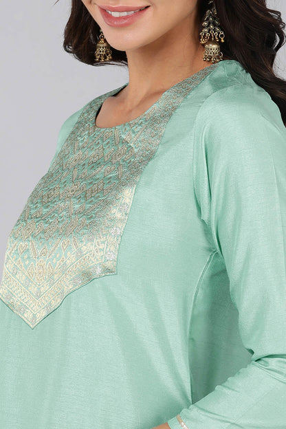 Women's Poly Silk Yoke Design Kurta Pants Dupatta Set