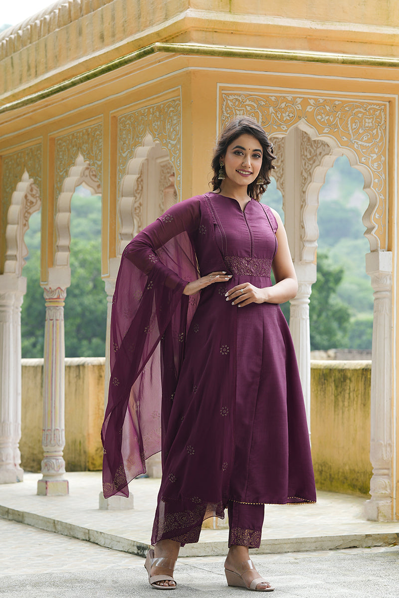 Women's Poly Silk Woven Design Kurta Pants With Dupatta Set