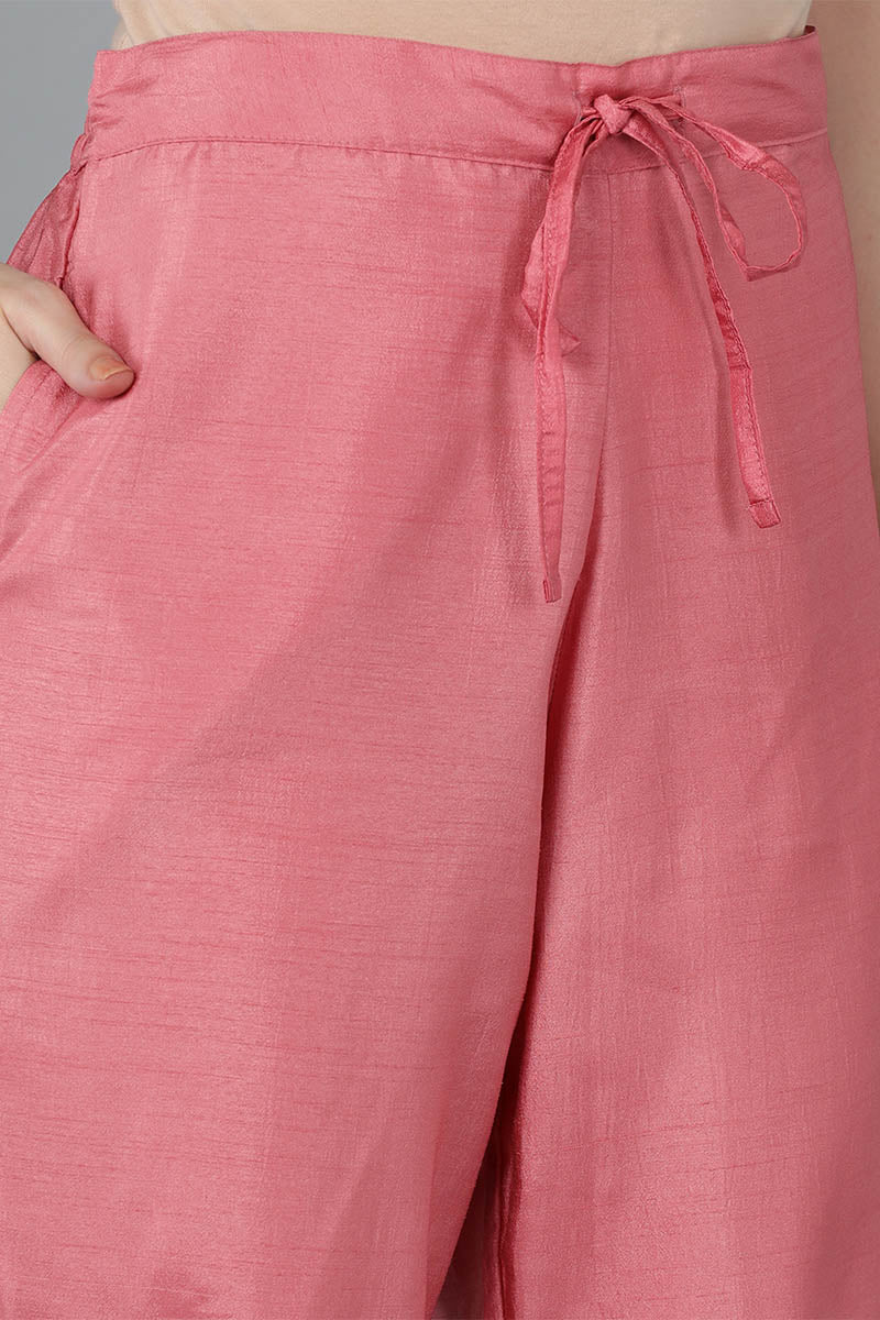 Women's Poly Silk Yoke Design Kurta Pants With Dupatta