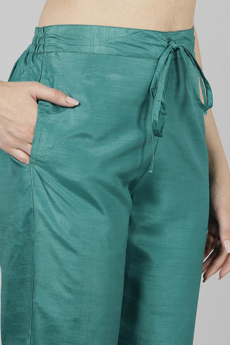 Women's Poly Silk Yoke Design Kurta Pants Dupatta Set