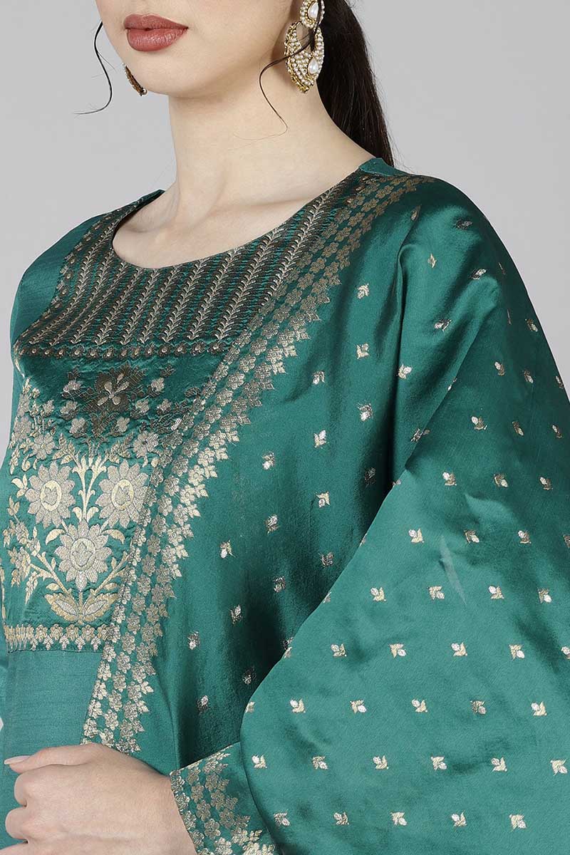 Women's Poly Silk Yoke Design Kurta Pants Dupatta Set