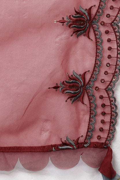 Women's Poly Silk Solid Embroidered Kurta Pants With Dupatta Set