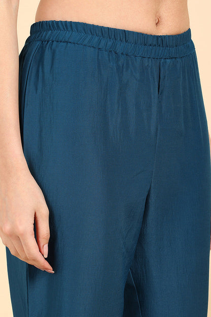 Women's Poly Silk Solid Kurta Pants With Dupatta Set