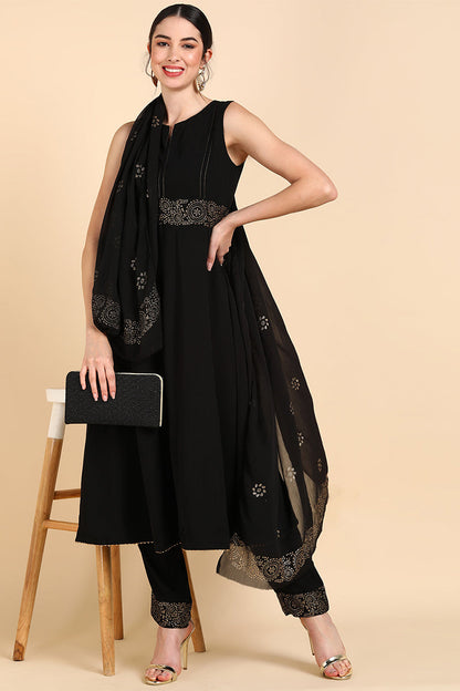Women's Poly Silk Solid Kurta Pants With Dupatta Set