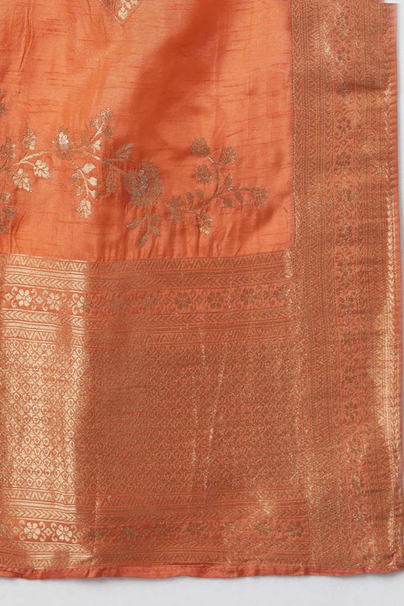 Women's Poly Silk Embroidered Kurta Pants With Dupatta