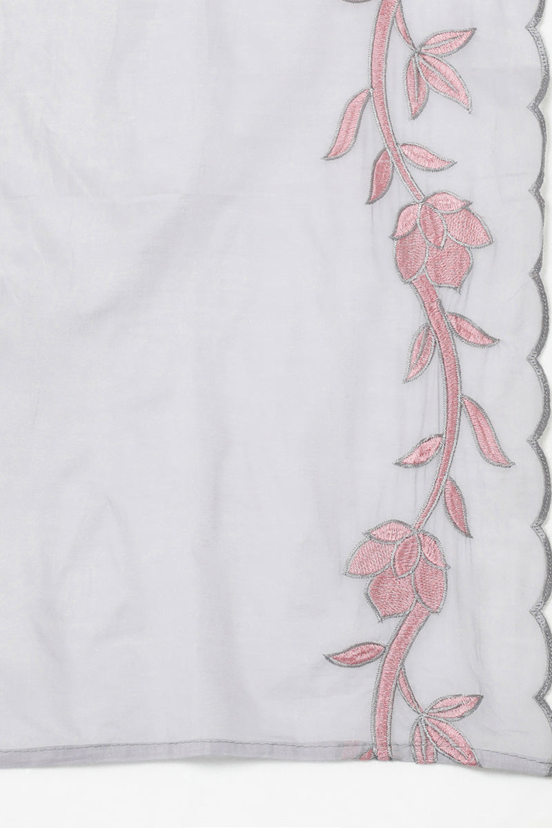 Women's Poly Silk Embroidered Kurta Pant With Dupatta