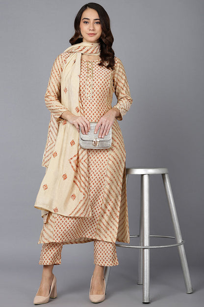 Women's Poly Silk Printed Kurta Pants With Dupatta