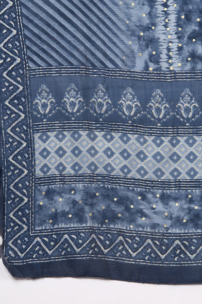 Women's Poly Silk Dyed Gold Print Kurta Pants With Dupatta