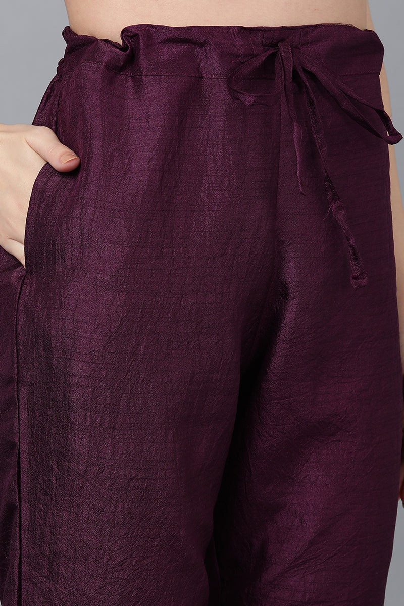 Women's Poly Silk Yoke Design Kurta Pants With Dupatta