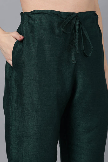 Women's Poly Silk Yoke Design Kurta Pants With Dupatta