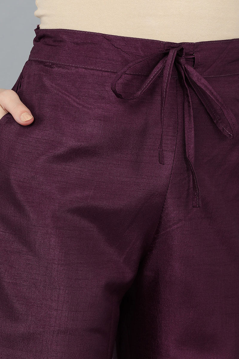Women's Poly Silk Solid Kurta Kurta Pants With Dupatta